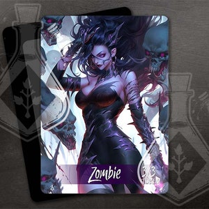 Gettone Zombie 3/3 per TCG - Arte completamente personalizzata - Splendido Zombie Waifu