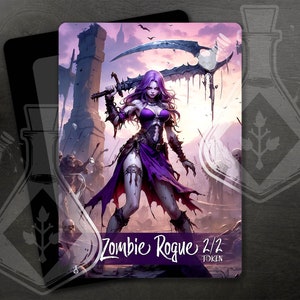 Zombie Rogue - Token para TCG - Arte personalizado completo - Enchanting Zombie Rogue: Hauntingly Beautiful Rebel - Anime waifu
