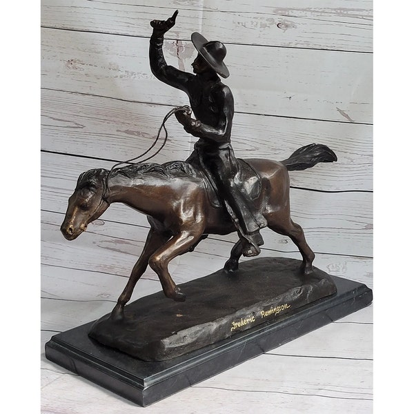 Remington Cowboy on Horse Statue Etsy