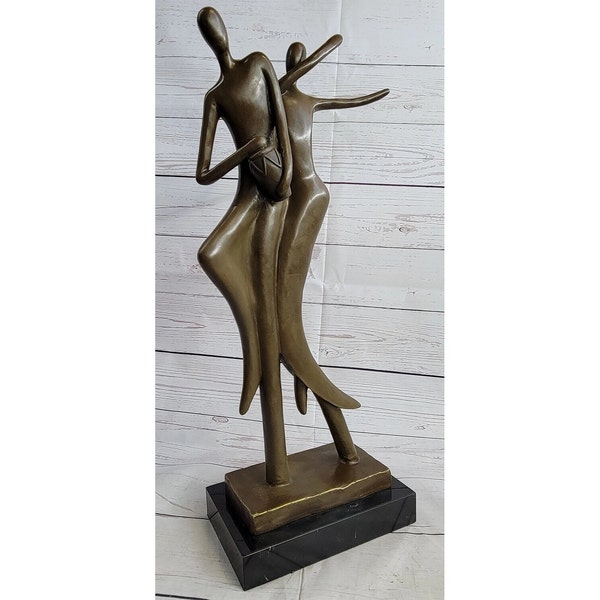 Zeitgenössische Moderne Kunst Bronze Statue Skulptur Tanzendes Paar Romanze Figurine