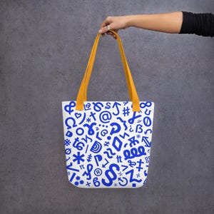 All-Over Print Tote Bag, Beach Bag, Typography, Design