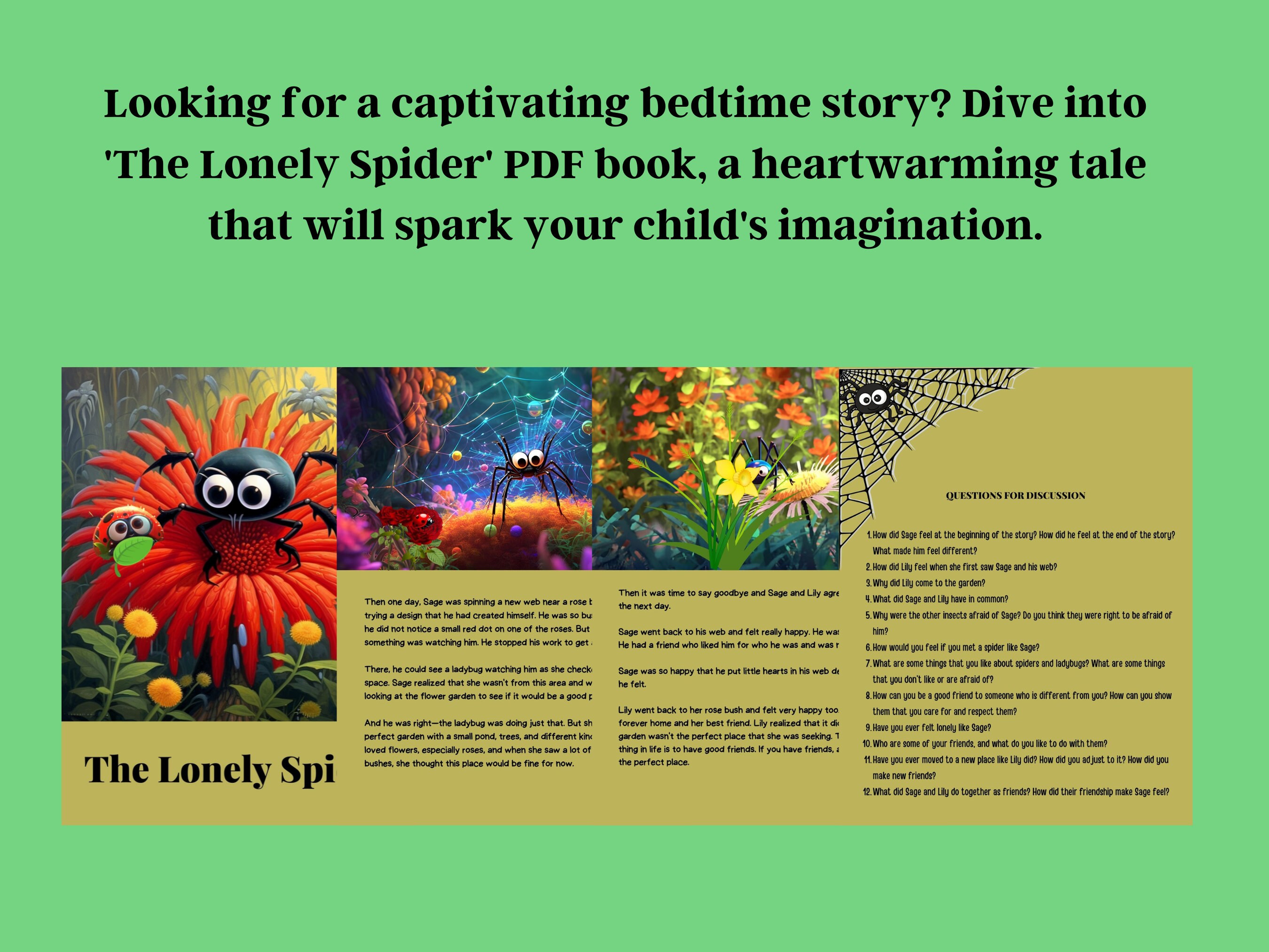 Children's Storythe Lonely Spider: Printable PDF Book - Etsy