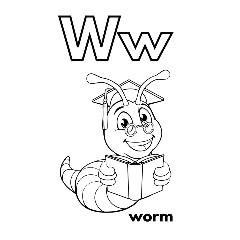 Printable Coloring Alphabet Coloring Book for Kids Abc Etsy