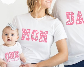 Sweetheart 1. Geburtstag Familie Passende Shirts, Valentinstag ersten Geburtstag Shirt, One Little Sweetheart Tshirt, Sweet One Geburtstagsfeier