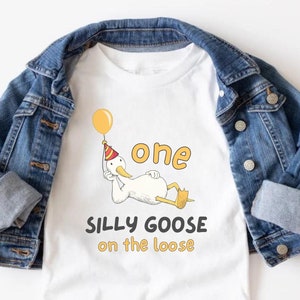 One Silly Goose On The Lose First Birthday Shirt, One Silly Goose Loose 1st Birthday Bodysuit, Birthday Baby Gift, Funny Goose Outfit Onesie