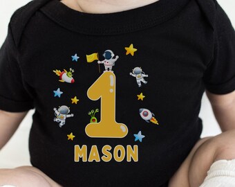 Personalized First Trip Around The Sun 1st Birthday Boy Tshirt, Custom Space Themed Astronaut Family Matching First Birthday Party Shirts