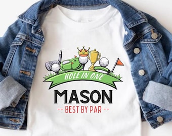 Personalized Hole In One First Birthday Shirt, Custom Golf Theme 1st Birthday Family Matching Tshirts, Best Baby By Par, Mom Dad Partee Tee
