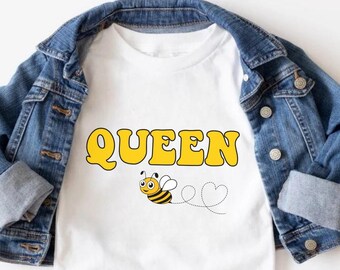 Queen Bee 1st Birthday Matching Family Shirt, First Birthday Girl Queen Bee Tshirt, Bee Theme 1st Birthday Party, 1st Bee-Day Mom and Me Tee