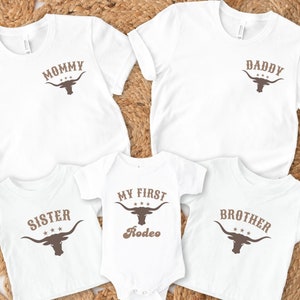 My First Rodeo 1st Birthday Family Matching Tshirts, 1st Rodeo Birthday Shirt, Western Cowboy Theme Birthday, Wild West Rodeo Mama Dada Tee