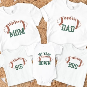 Football 1st Birthday Outfit, 1st Year Down Birthday Matching Family Shirts, Touchdown One, 1st Year Down Party, 1st Birthday Football Tees