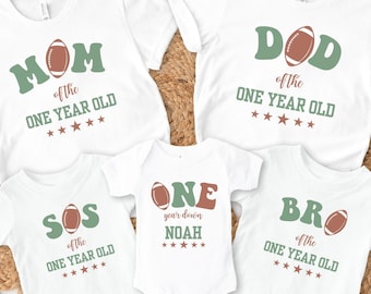 Maglietta personalizzata per il primo compleanno di un giocatore di football, maglietta per il primo anno di vita, Touchdown One, festa del primo anno di vita, regalo per il primo compleanno di un bambino