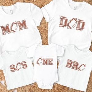 Football First Birthday Family Matching Shirts, Mama Daddy Football 1st Birthday Tshirts, Football Theme Birthday Outfit, 1st Year Down