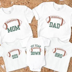 Football 1st Birthday Outfit, 1st Year Down Birthday Matching Family Shirts, Touchdown One, 1st Year Down Party, 1st Birthday Football Tees