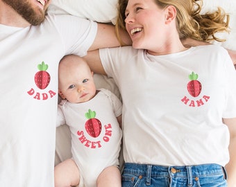 Berry First Birthday Matching Family Tshirt Strawberry 1st Summer Birthday Outfit, Berry Sweet One, Modern Berry, Mama Dada Strawberry Shirt