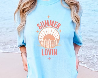 Summer Shirt, Summer Lovin Comfort Colors Tshirt, Sunshine Shirt Women, Beach Vacation Shirt, Trendy Beachy Crewneck, Retro Summer Vibes Tee