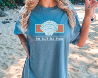 Seashell Shirt, Beach Shirt Women, Preppy Comfort Colors SeaShell Tshirt for Her, Summer Shirt, Beachy Vacay Crewneck, Coconut Girl Clothes