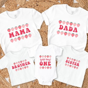 Berry First Birthday Family Matching Shirts, Strawberry 1st Birthday Party Outfit, Berry Sweet Birthday Tee, Mama Dada Strawberry Tshirt