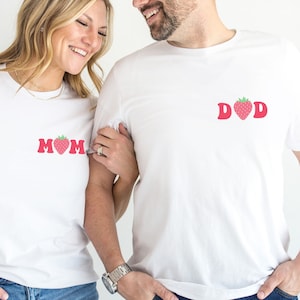 Mama Dad Strawberry Shirt, Berry First Birthday, Couples Matching T-shirt, Mommy Daddy Strawberry 1st Birthday Tshirt, First Birthday Party