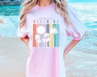 Make Your Own Sunshine, Retro Grunge Summer Tshirt, Comfort Colors Retro Sunshine Shirt Women, Trendy Beach Vacation Shirts, Palm Tree Tee