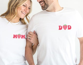 Mama Dad Strawberry Shirt, Berry First Birthday, Couples Matching T-shirt, Mommy Daddy Strawberry 1st Birthday Tshirt, First Birthday Party
