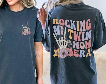 Rocking My Twin Mom Era Shirt, In My Twin Mom Era Comfort Colors Retro Trendy Skeleton Tshirt, Twin Mom Shirt, Mother Day Gift, Gift for Mom