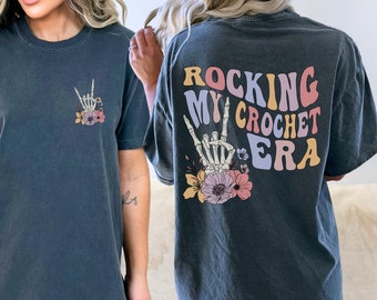 Rocking My Crochet Era Shirt, In My Crochet Era Comfort Colors Retro Trendy Shirt, Gift for Mom, Crochet Shirt, Mothers Day Gift for Grandma