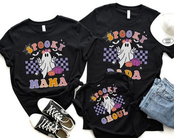 Halloween First Birthday Girl Tshirt, One Spooky Ghoul, Spooky Mama Dada Matching Halloween Shirt, 1st Birthday Girl Cute Ghost Baby Romper
