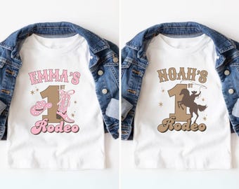 Personalization My First Rodeo Family Matching 1st Birthday Shirts, Custom 1st Rodeo Cowboy Cowgirl First Birthday Tshirt, Wild West Mom Dad