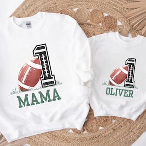 Personalized Football 1st Birthday Sweatshirt, Custom One Year Down Birthday Shirt, 1st Birthday Boy Outfit, 1st Year Down, Family Gameday