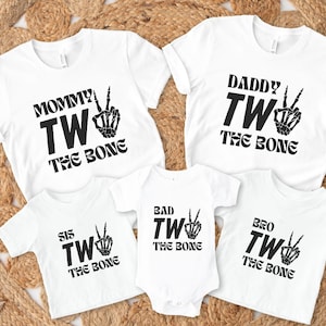 Bad Two The Bone 2nd Birthday Matching Family Shirt, Bad 2 The Bone Second Birthday Boy, Born Two Rock n Roll Birthday, Skeleton Rock On Tee