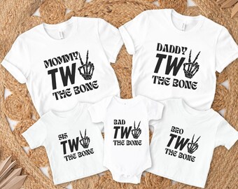 Bad Two The Bone 2nd Birthday Matching Family Shirt, Bad 2 The Bone Second Birthday Boy, Born Two Rock n Roll Birthday, Skeleton Rock On Tee