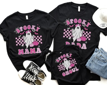 Pinkoween First Birthday Ghoul Tshirt, One Spooky Girl, 1st Birthday Pink Halloween Girl Shirt, Retro Spooky Mama Tee, Mom and Me Halloween