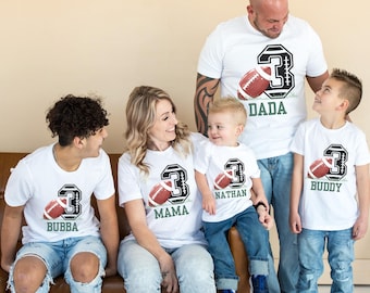 Personalized Football 1st 2nd 3rd Birthday Boy Shirt, Custom One Year Down Birthday Tshirt, 1st Year Down Birthday Matching Family Shirts