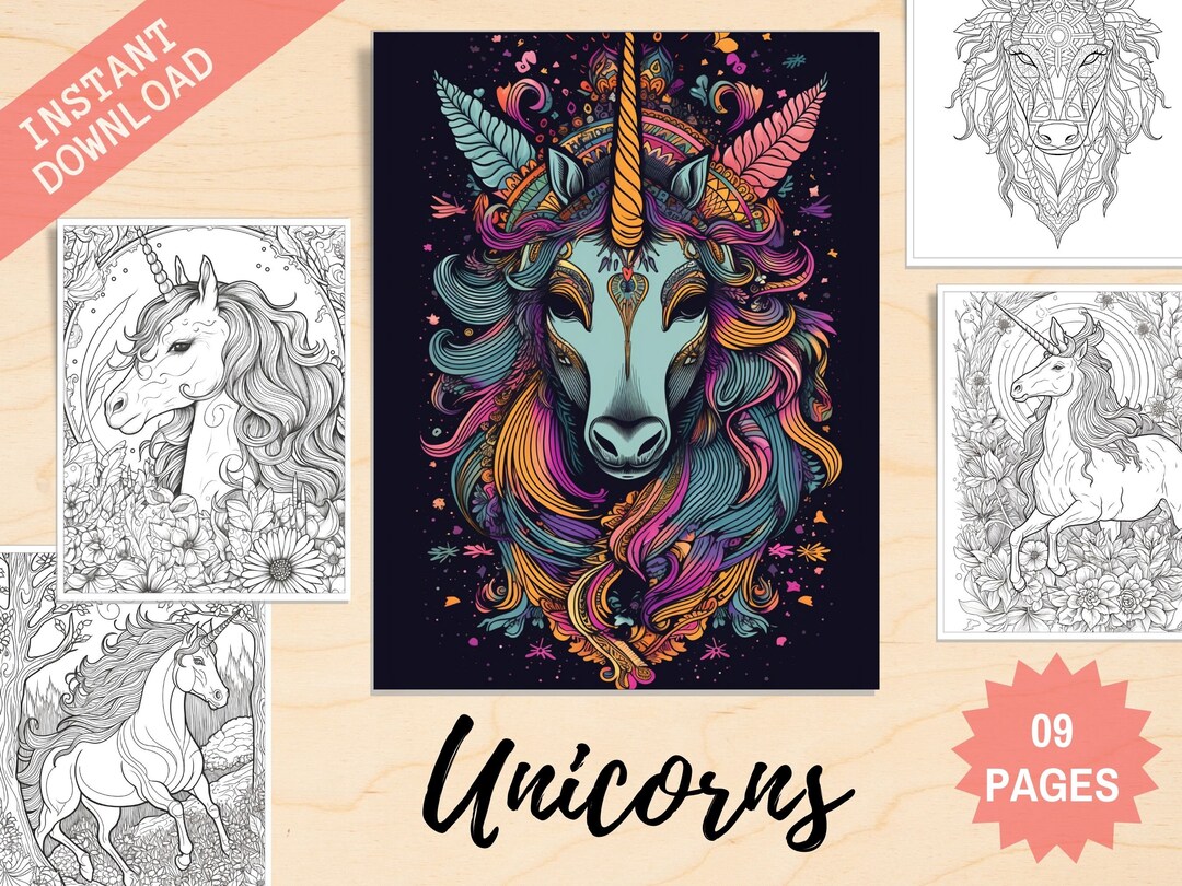 Unicorn Coloring Pages, Printable PDF, Coloring Pages Unicorns, Unicorn ...
