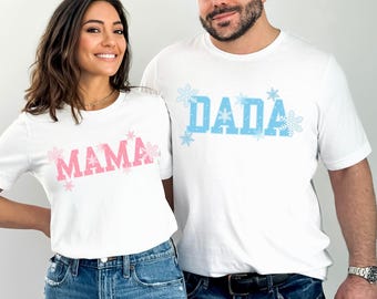 Custom Winter ONEderland Family Matching 1st Birthday Shirts, Baby Blue & Pink Snowflake Winter Onederland First Birthday Tshirt, Mom and Me