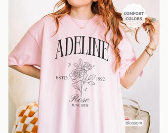 Custom Rose Comfort Colors June Birth Month Birth Flower Shirt, Personalized Jun Birthflower Tshirt, Rose Birthday Gift Mama, New Mom Gifts