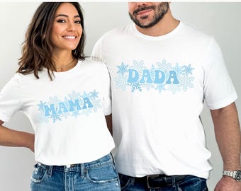 Winter Snowflake First Birthday Tshirt, Winter ONEderland 1st Birthday Family Matching Shirts, Christmas Birthday Boy, Mama Blue and Silver