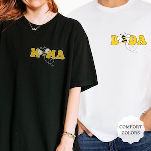 コンフォートカラーズ ファーストビーデーシャツ、ビーファーストバースデーファミリーマッチングTシャツ、ママパパビーテーマバースデーTシャツ、ハッピービーデー、クイーンビー