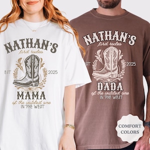 Comfort Colors Personalized My First Rodeo 1st Birthday Mama Dada Matching Tshirts, Custom 1st Rodeo First Birthday Party Shirt, CowBoy Tee