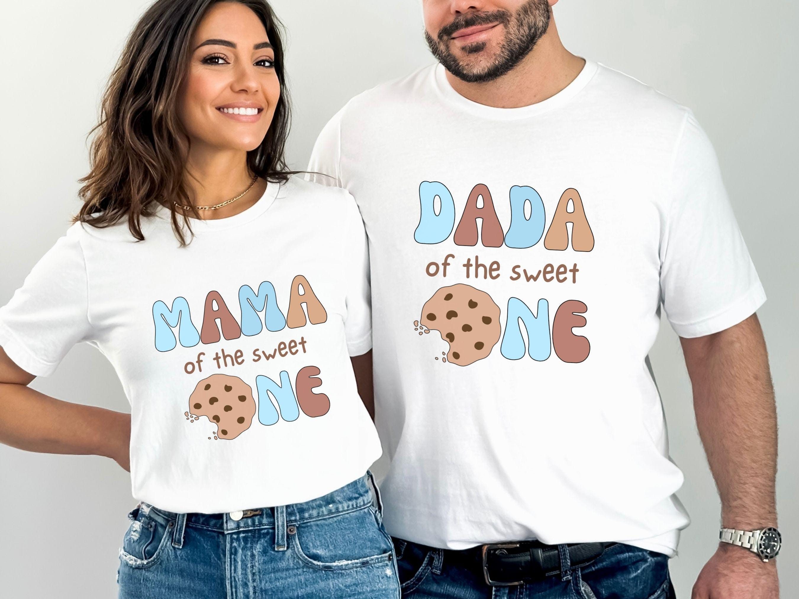 Custom Cookies and Milk Sweet One 1st Birthday Mama Dad Party Shirts, Sweet One First Birthday Boy Tshirt, Milk & Cookie Theme Birthday Tee