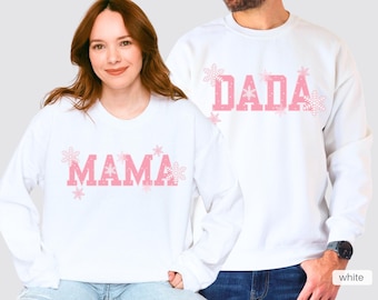 Personalized Pink Winter Onederland 1st Birthday Family Matching Sweatshirt, Custom Winter Snowflakes First Birthday Mommy and Me Sweater