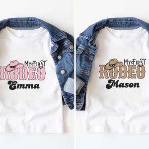 Personalization 1st Rodeo Cowboy Cowgirl First Birthday Party Tshirt, Custom My First Rodeo Family Matching 1st Birthday Shirts, Rodeo Mama