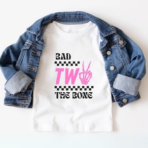 Bad TWO The Bone 2nd Birthday Girl Party Outfit, Bad 2 The Bone Second Birthday Shirt, Born Two Rock, Rock n Roll Theme Birthday, Mommy & Me