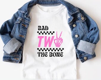 Bad TWO The Bone 2nd Birthday Girl Party Outfit, Bad 2 The Bone Second Birthday Shirt, Born Two Rock, Rock n Roll Theme Birthday, Mommy & Me