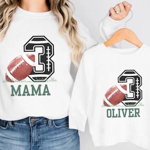 Personalized Football 3rd Birthday Family Sweatshirt, Custom Third Year Down Birthday Shirt, 3rd Birthday Boy Outfit, 1st Year Down Party