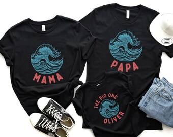 The Big One First Birthday Family Matching Shirts, Surfing Theme 1st Birthday Tshirt, The Big One Outfit, Ocean Wave Surfer Tee, Mommy & Me