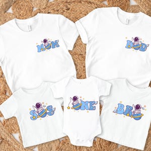 Primeira viagem ao redor do sol 1º aniversário família combinando camisas, astronauta pescando primeiro aniversário festa menino, espaço sideral mamãe e eu camiseta