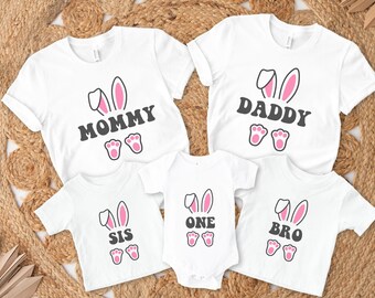 Easter First Birthday Family Matching Shirts, Easter Bunny 1st Birthday Party Tshirt, Easter Mama Dada Shirt, Some Bunny is One, Bunny Bday