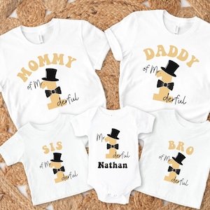 Personalized Mr Onederful 1st Birthday Family Matching Shirts, Custom Little Mr Onederful First Birthday Boy Party Shirt, Cute Mommy and Me