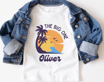 Personalized The Big One First Birthday Family Matching Shirts, Custom Surfing Theme 1st Birthday Tshirt, The Big One Outfit, Mommy & Me Tee